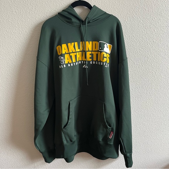 Vintage Majestic Oakland Athletics Dark Green Hoodie XL - Picture 3 of 6